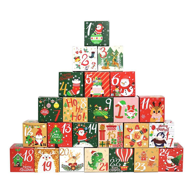 24pcs Christmas Countdown Candy Box Set Holiday Digital Gift Boxes Advent Bags