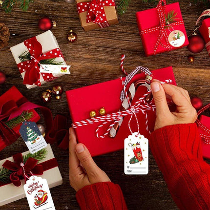50PCS Christmas Kraft Paper Gift Tags Vintage Holiday Party Card Packaging Decor