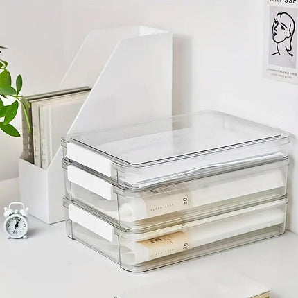 Large Capacity A4 File Storage Box Transparent Plastic Document Organizer Case