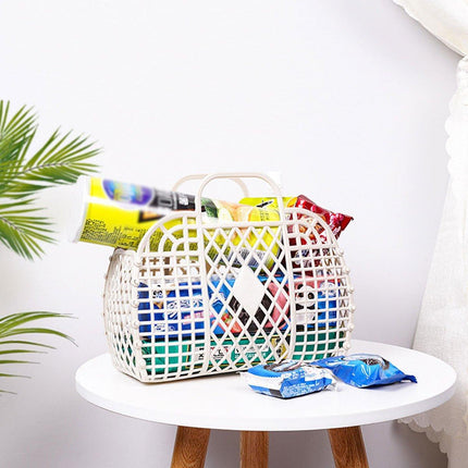 16pcs Diamond Plastic Bath Storage Basket Handheld Soft Bathroom Wash Basket Set
