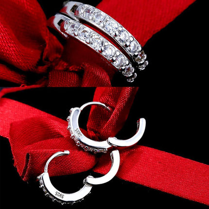 1 Pair Woman Hoops Stud Earring Gem Stone Diamond Ear Ring Piercing Jewellery - Aimall