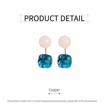 Small Fresh Blue Oil Earrings Retro Fashion Temperament Silver Needle Jewellery