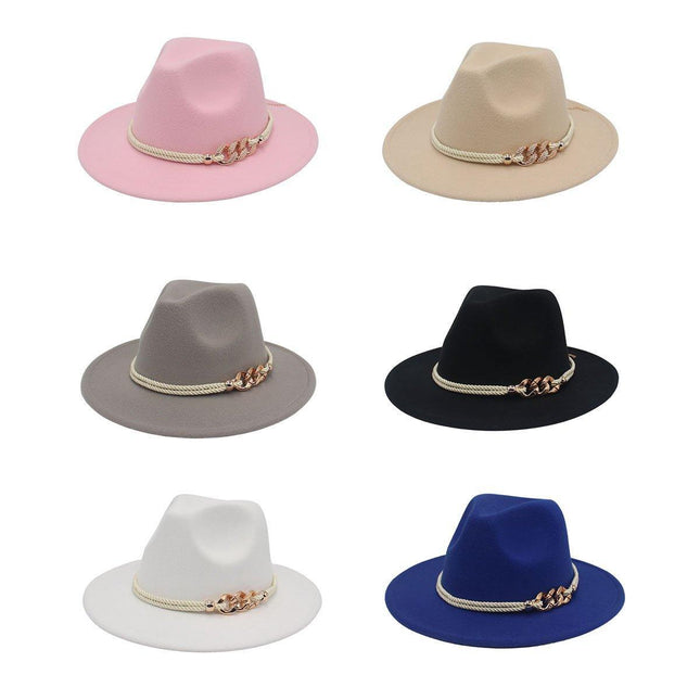 Jazz Hat Autumn Winter Retro Large Brim Hat for Men and Women Stylish Headwear