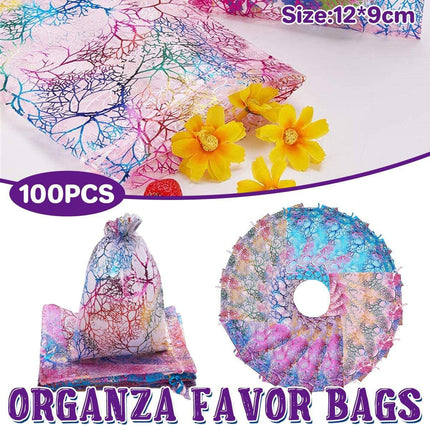 100X Coral Organza Bag Sheer Bags Candy Packaging Jewellery Gift Wedding Pouch