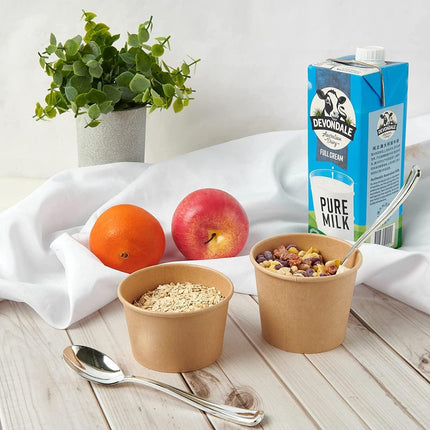 250x Biodegradable Kraft Paper Soup Bucket with Lid Takeaway Tubs Cups - Aimall