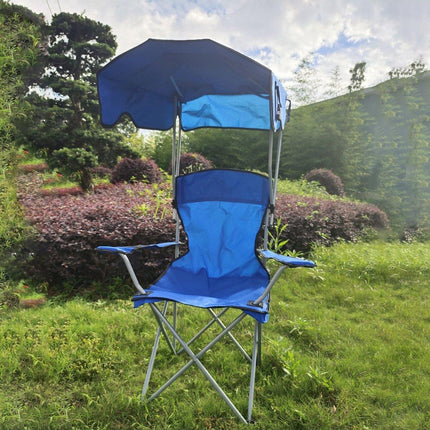 Canopy Chair Foldable W/ Sun Shade Beach Camping Folding Outdoor Fishing Blue - Aimall