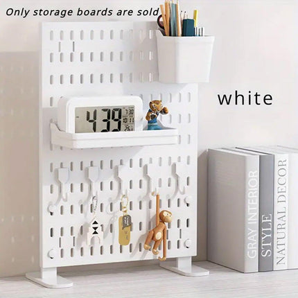 Clip-On Vertical Hole Board Desktop Organizer Punch-Free Office Partition Shelf