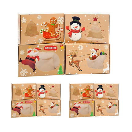 12/20pcs Christmas Biscuit Window Boxes Festive Bread Gift Packaging Storage