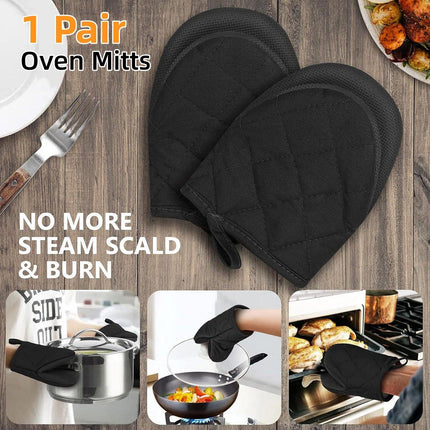 1 Pair Non Slip Oven Mitts Heat Resistant Baking Gloves for Kitchen and Cooking