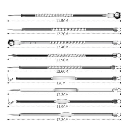 9PCS Blackhead Remover Extractor Tool Pimple Blemish Popper Comedone Kit Clip - Aimall
