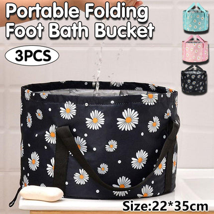3PCS Foldable Foot Bath Tub Portable Wash Basin Soak Bucket Home Travel
