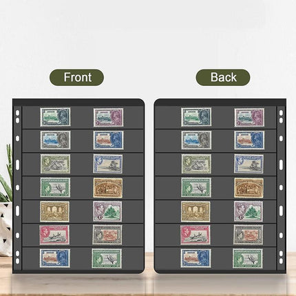 10 Sheet of Stamp Stock Black &amp Double Sided Page 7Strips &amp 9 Binder Holes - Aimall