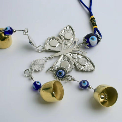 4PCS Evil Eye Butterfly Wind Chime Crystal Bell Hanging Ornament Car Decor