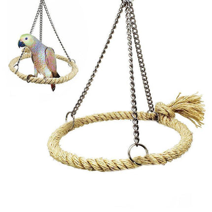 Parrot Rope Ring Swing Toys Budgie Cockatiel Hanging Cage Hammock Perch Bird Toy - Aimall