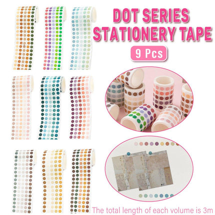 9pcs Dot Paper Tape Gradient Stickers for DIY Handbook Scrapbooking Supplies
