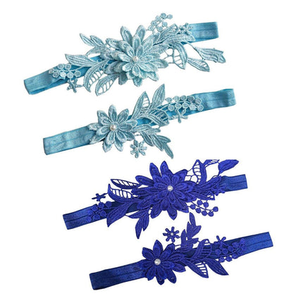 4pcs Blue Lace Garter Set Elegant Leg Loop Garters for Women Bridal Accessories