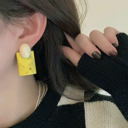 Green Square Vintage Earrings Retro Style Jewellery Women Girls Fashion Gift