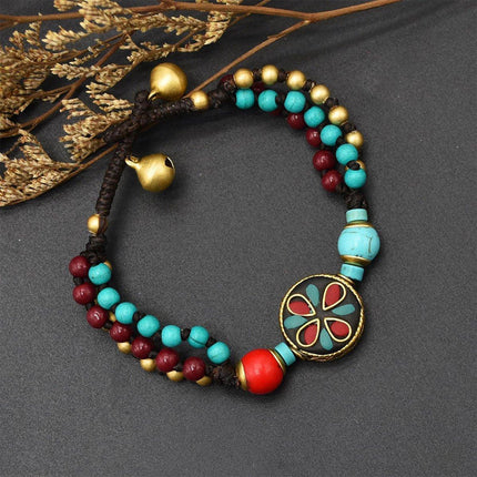 Ethnic Style Handmade Bracelet Color Stone Sky Bead Fashion Round Bead Bracelet