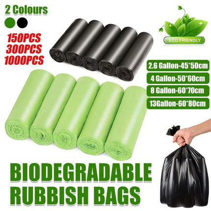 10Rolls Green Biodegradable Bin Liners Kitchen Garbage Bags 2.6GL,4GL,8GL,13GL - Aimall