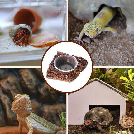 Resin Landscaping Reptiles Bowl Feeder Feeding Water Terrarium Bowls Geckos Dish