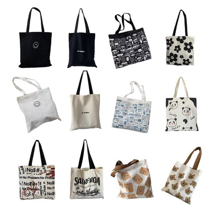 Canvas Shoulder Bag for Women Student Fashion All in One Shopping Tote Handbag