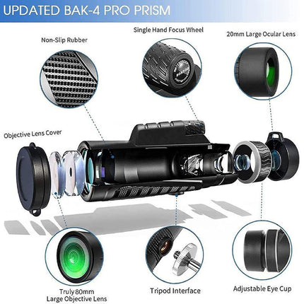 HD Portable Telescope Monocular For Travel Low Light Vision+ Phone Clip +Tripod Aimall
