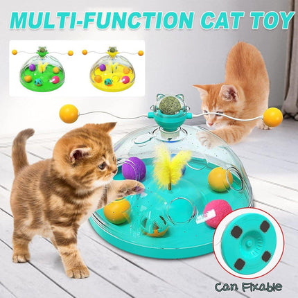 Interactive Windmill Cat Teaser Toy Treasure Box with Stick Fun Play for Pets