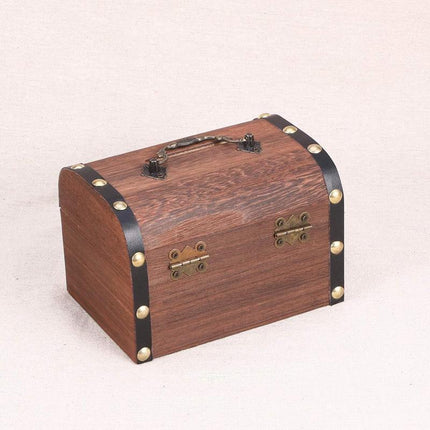 Wooden Treasure Chest Retro Money Storage Box Case Coin Piggy Bank Organizer - Aimall