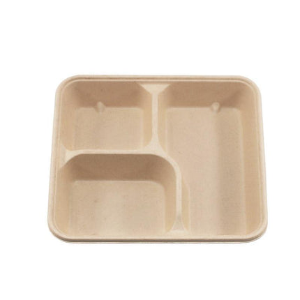 25/50pcs Biodegradable Lunch Box Microwaveable Tray with Compartment Paper Lid