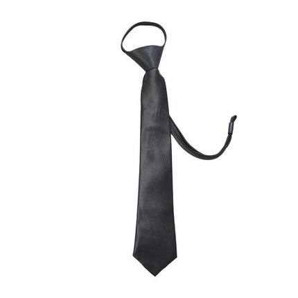 Students' Formal School Uniforms Knot-free Ties Black Plaid Jk Zipper Ties Rope Belts - Aimall