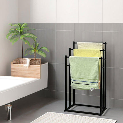 Luxury Metal Floor Towel Rack Freestanding Bathroom Storage Organizer Stand