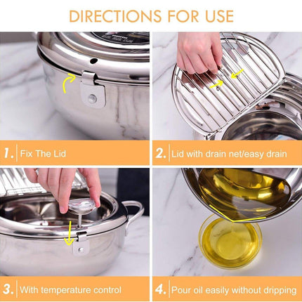 304 Stainless Steel Japanese Tempura Household Oil Saving Frying Fryer Nonstick