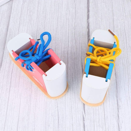 2PCS Wooden Lacing Toy Set for Early Learning and Fine Motor Skill Training