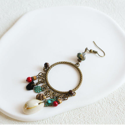 Bohemian Geometric Dreamcatcher Tassel Earrings Stylish Women Fashion Jewelry
