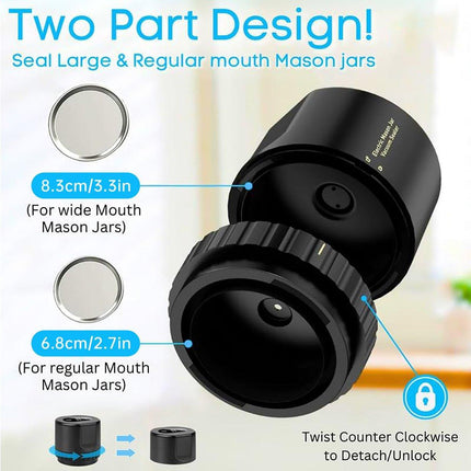 Mason Jar Vacuum Sealer Jar Sealer Cordless Electric Automatic for Home Kitchen