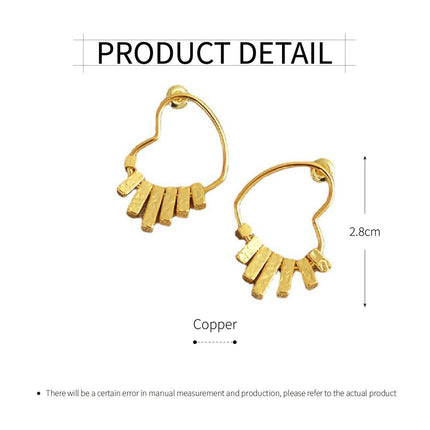 Swinging Textured Long Heart Earrings Elegant Fashion Jewelry for Women Gift