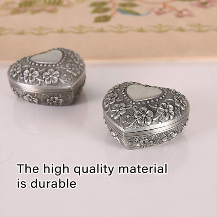 Vintage Heart Shape Jewelry Box Gift Box Metal Trinket Box Storage Organizer