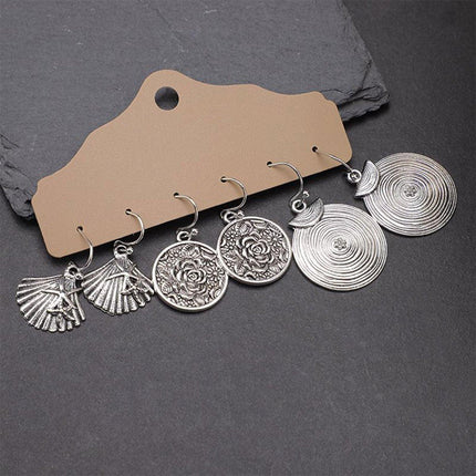 3Set Pairs Bohemian Style Earrings Retro Ethnic Fashionable Romantic Su Earrings