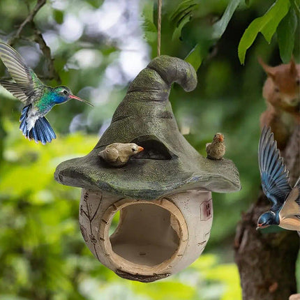 Cartoon Hanging Birdhouse Cozy Nest Resin Garden Outdoor Tree Patio Decor