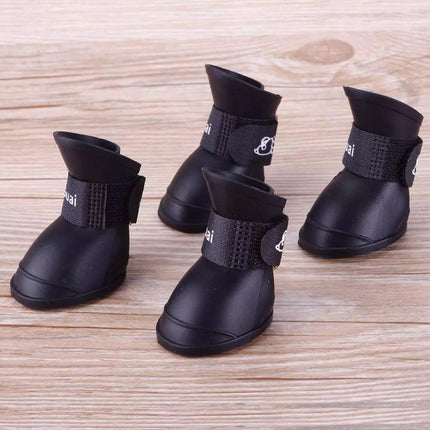 4pcs Cartoon Boots Pet Rain Shoes Waterproof Non-Slip Wear-Resistant Dog Shoes