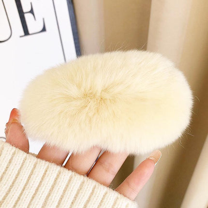 Large Plush Hair Claw Imitation Fur Big Shark Clip Faux Rabbit Fur Hair Clip - Aimall