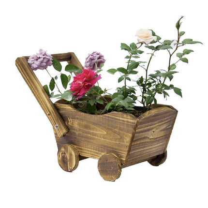 Cartoon Flower Pot Wooden Pot for Plants Cute Car Shape Decorative Planter Pot