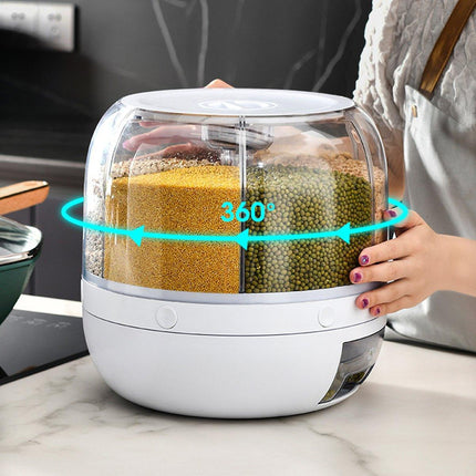 Rotating Cereal Dispenser Grain Storage Box Kitchen Food Container Rice Holder