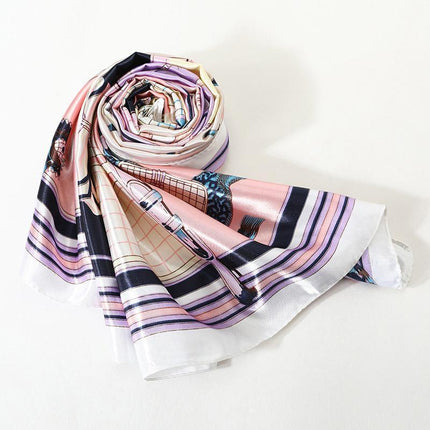 90x90cm Women Silk Satin Wrap Professional Lady Summer Beach Large Square Scarf - Aimall