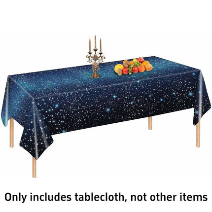 2PCS Starry Night Galaxy Theme Disposable Tablecloth Set Star Party Decor