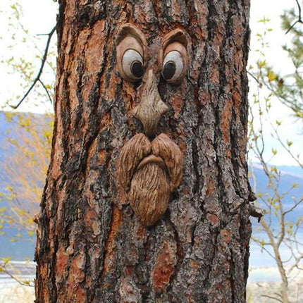 Old Man Tree Hugger Garden Peeker Yard Outdoor Sculpture Whimsical Face Decor - Aimall