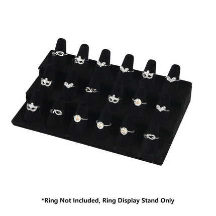 Three Layer Flocking Jewelry Display Stand 18 Finger Ring Organizer Holder