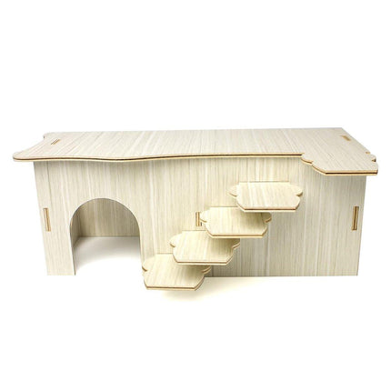 Wooden Multiroom Hamster Maze House Hiding Habitat Playhouse for Small Pets