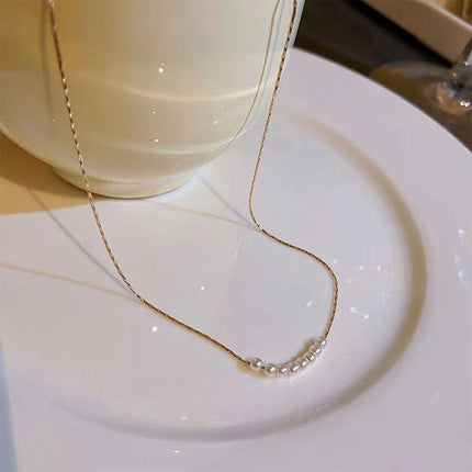 Gold Geometric Pearl Necklace Simple Elegant Temperament Daily Versatile Gift