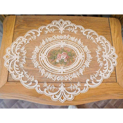 4 Pack Retro Lace Oval Placemats 31x42cm French Crochet Doilies 4 Colors Set